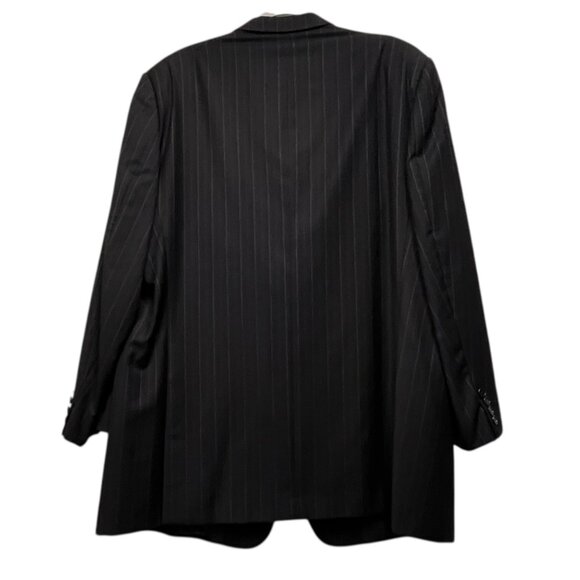 Ermenegildo Zenga Suit Jacket Blazer Black PinStripe Trofeo Size 52?   FLAW - Picture 3 of 9